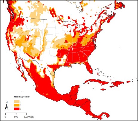 Predictable areas for long-horned tick